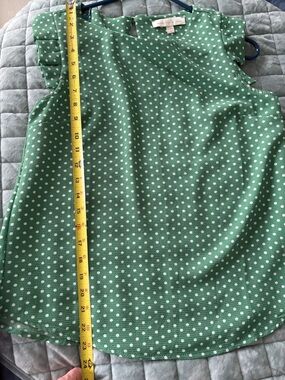 Monteau Green and White Polka Dot Sleeveless Top